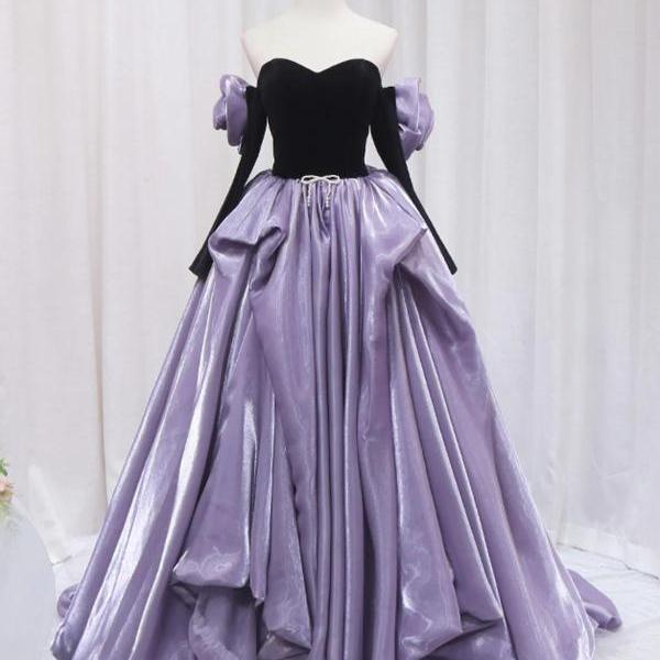 black and purple mermaid dress Elegant Black and Purple Halter Lace Mermaid Prom Dress