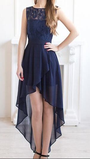 Long Bridesmaid Dress,high Low Bridesmaid Dresses, Navy Blue Bridesmaid ...