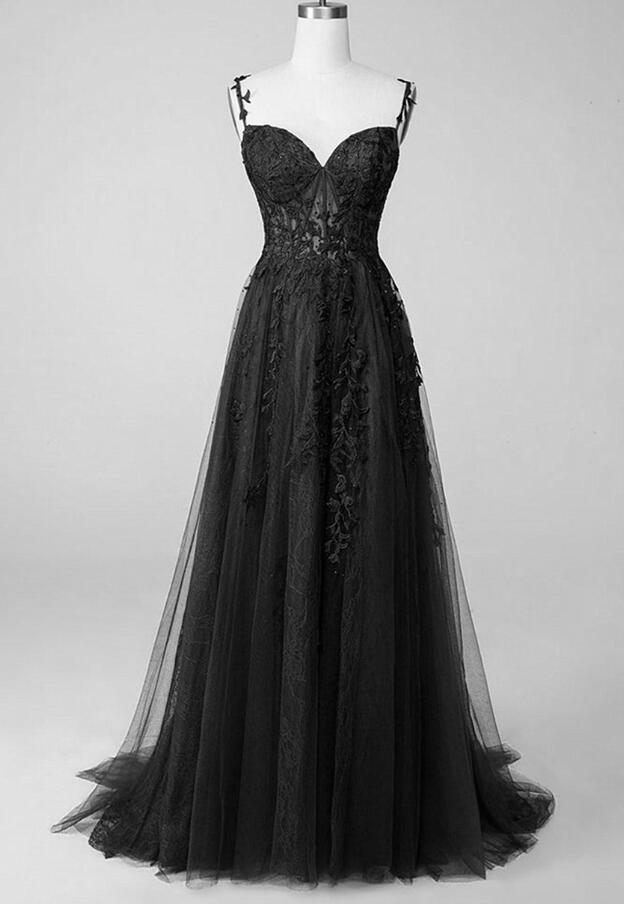 A-line Black Lace Prom Dress on Luulla