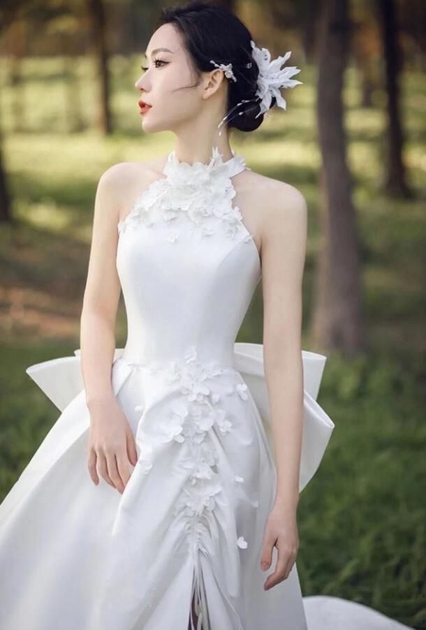 Colorful Halter Strap Sleeveless Mermaid Satin Bridesmaid Dresses Online, BG829 main image 1
