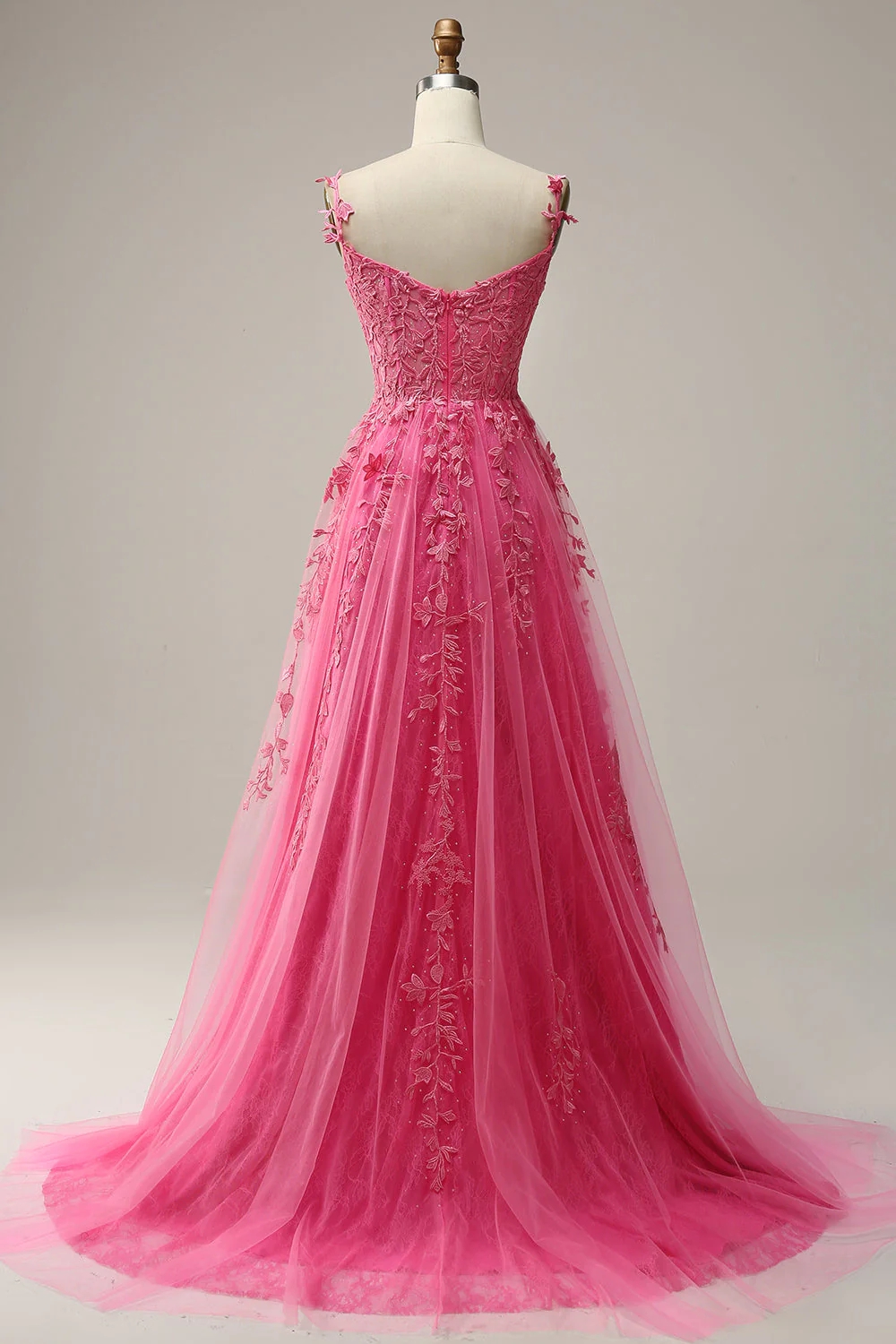 A Line Pink Backless Prom Dress Long Pink Classy Prom Dress