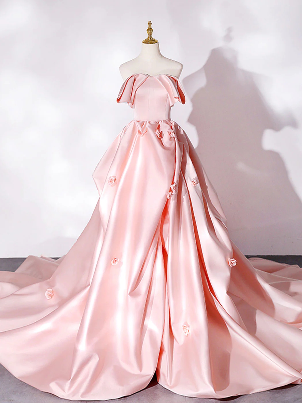 Pink Satin Long Prom Dress Mermaid Evening Dress Y1025