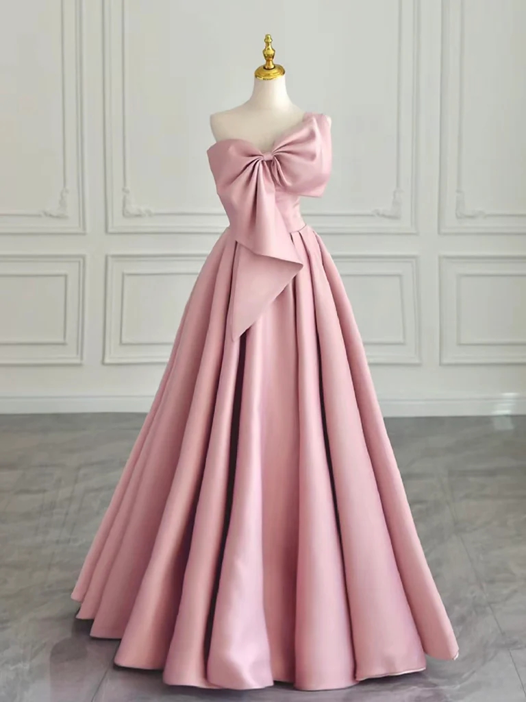 Pink Rust Gown Blush Pink Bow-detail Strapless Gown on Luulla
