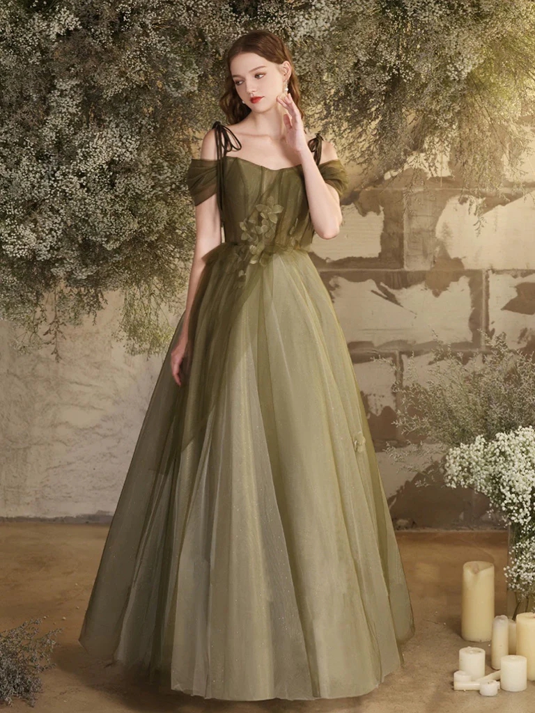 Olive green flare gown