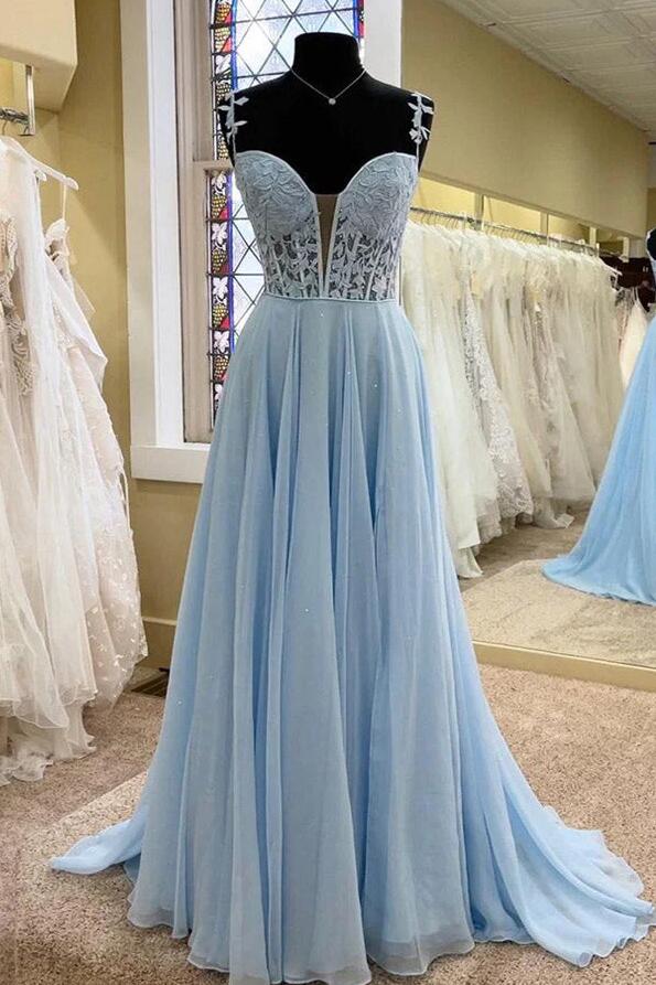 Formal Wear Dresses/Simple Light Blue A-line Long Prom Dress main image 0