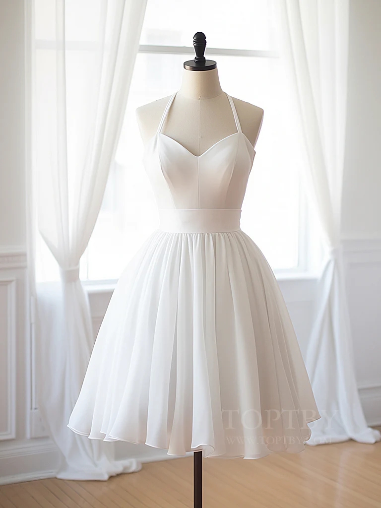 Simple Straps Sleeveless Party Dress White Prom Dress