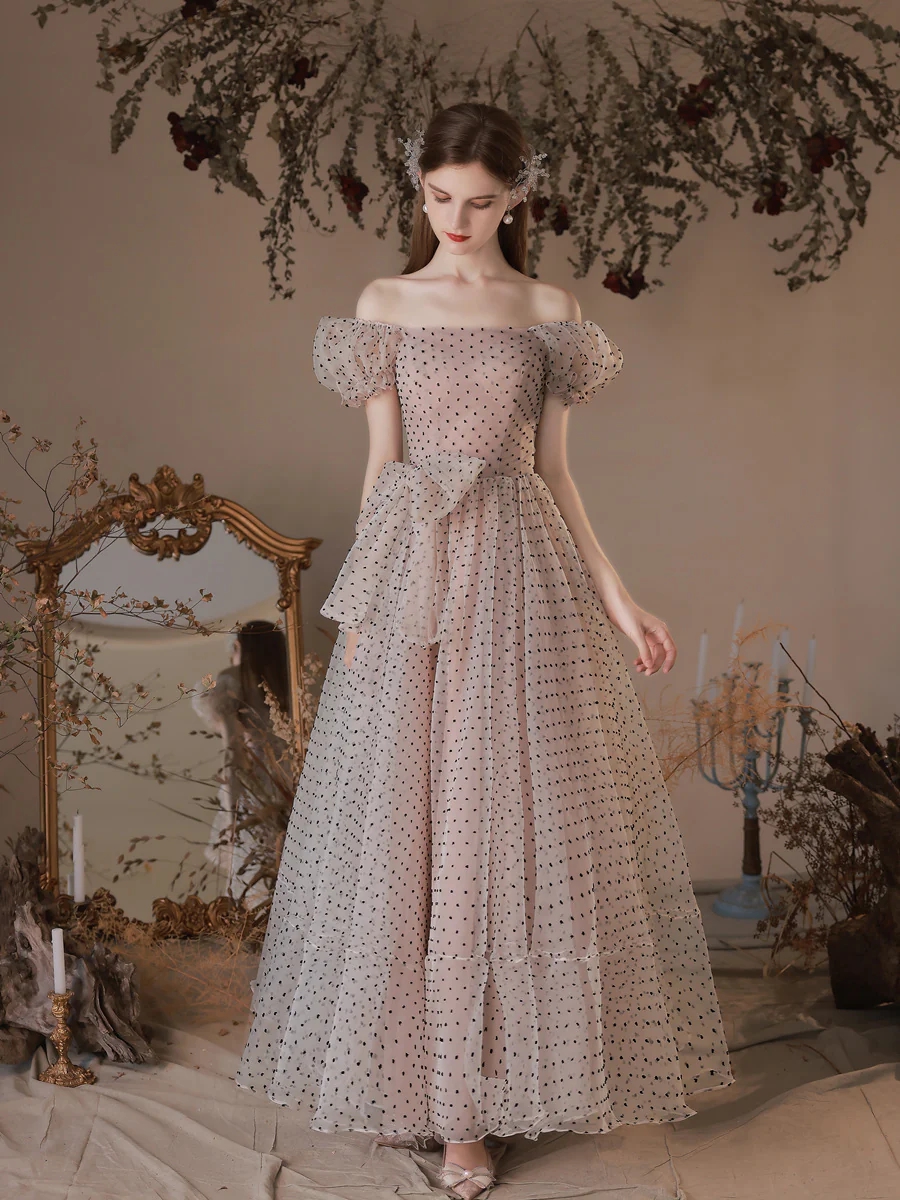 Elegant Ladies Dress Fashionable Trumpet Sleeves Polka Dot Decoration Cascading Ruffle Hem Sexy Fishtail Ladies Evening Dress main image 1