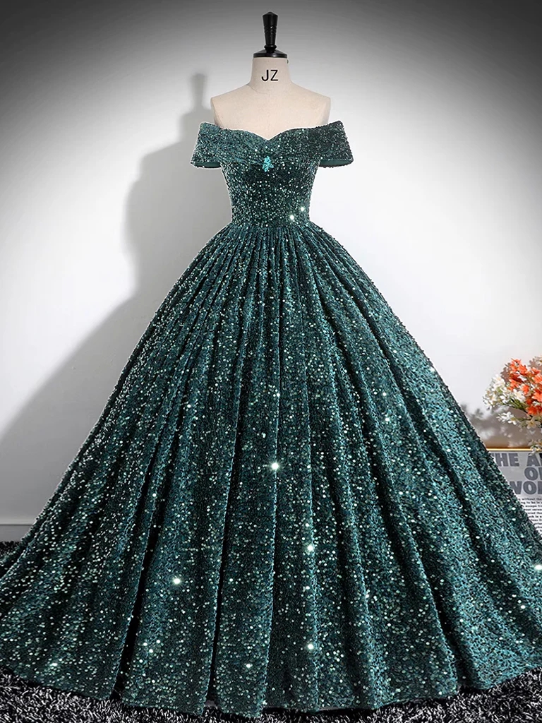 Sheath Off-the-shoulder Sequin Prom Dresses Green