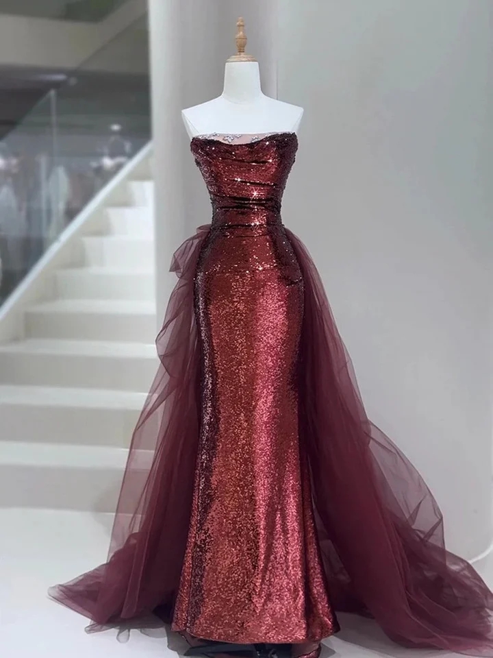 Gwen Sequin Gown (Burgundy)